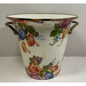 MacKenzie-Childs Flower Market White Enamel Ice Bucket Wine Chiller